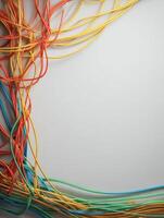 Tangled Cables Transforming Into Organized Connections in a Minimalistic Setting With Empty Space Below photo