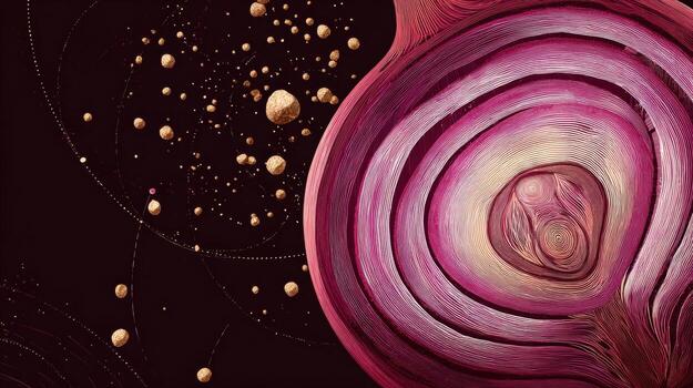 Cross-section of Red Onion Displayed in Infographic Style With Space for Text and Visual Elements for Educational Purposes photo
