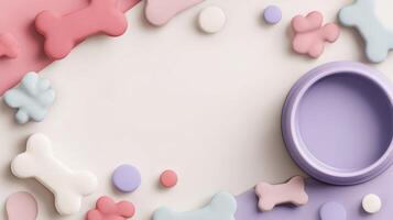 Mockup Banner Design Showcasing Pastel Colors With Pet Bowls and Bone Shapes for Branding Purposes photo