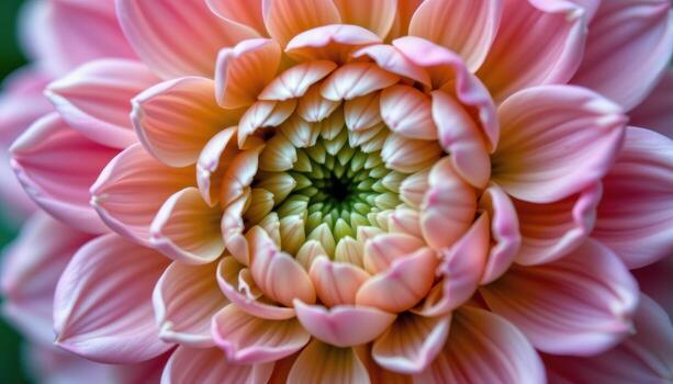 close up view of a ranunculus flower with countless soft petals arranged in a delicate spiral. photo