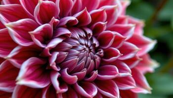 close up view of a cockscomb flower with brain like folds in deep magenta and crimson hues. photo