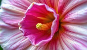 close up view of a freesia blossom bursting open with a delicate scent and soft, velvety texture. photo