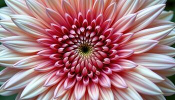 close up view of a chrysanthemum bloom displaying radial symmetry with hundreds of detailed petals. photo