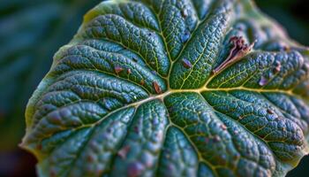 close up view of a single fig leaf with its distinct lobed shape and velvety surface under soft ambient light. photo