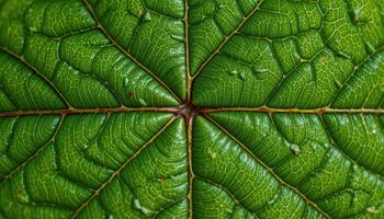 close up view of a cinnamon leaf with a smooth matte surface and a thick central vein. photo
