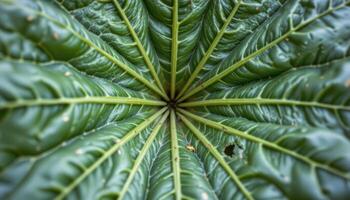 close up view of papaya leaves with deeply incised lobes forming a radial star shape. photo