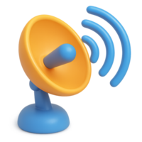 3D Satellite Dish Icon Communication and Broadcast Signal Symbol png