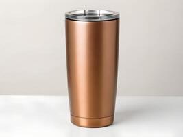 Copper Tumbler with Matte Finish on White Background photo