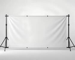 White Blank Banner Mockup on Tripod Stand photo