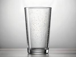 Clear Glass of Sparkling Water on White Background photo