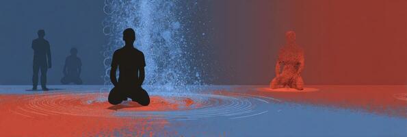 Representation of Grounding Technique for PTSD, Showcasing Individuals Engaged in Mindful Activities Within a Tranquil Environment photo