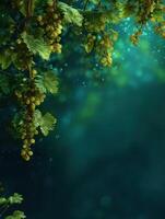 Floating Grapevine Gracefully Spans Over a Deep Green Blur, Capturing Luxury and Organic Elegance in Natures Serene Atmosphere photo