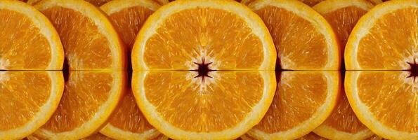 Sliced Oranges Arranged in Mandala Design With Motion Blur Creating a Symmetrical Visual Effect photo