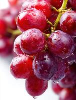 Close-up of Juicy Grapes Glistening With Water Droplets, Showcasing Freshness and Vibrant Colors for Use in Food-Related Projects photo