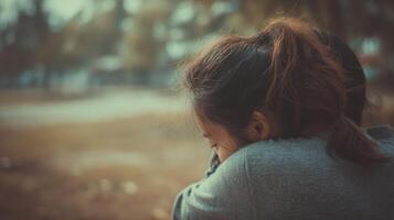 Silent Embrace Captures Deep Emotional Connection Between Two Individuals in a Serene Outdoor Setting During the Afternoon photo