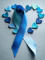 Symbolic Ribbon Forms Heart Shape With Colorful Hearts Surrounding It to Represent Mental Health Support and Awareness for Emotional Well-Being photo