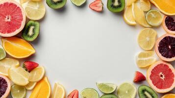 Creative Food-Themed Social Media Frame Made With Vibrant Fruits in a Fresh Layout photo