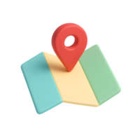 Map location marker on a folded map png
