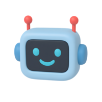 Cute robot character with smiling face and antennas png