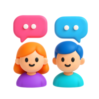 Cute cartoon characters with speech bubbles for conversation png