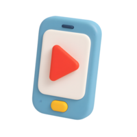 Smartphone with play button icon for media app png