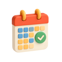 Calendar with checkmark icon for scheduling and confirmation png