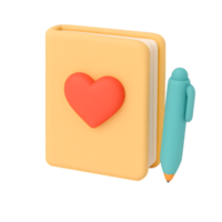 Notebook with Heart Symbol and Pen for Love Notes png