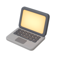 Laptop computer with illuminated screen for technology and electronics png