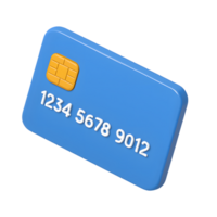 Blue credit card with chip and numbers png