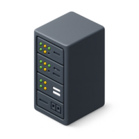 Server tower computer hardware for data storage and processing png