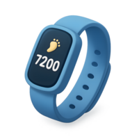Blue fitness tracker wristband with digital display showing step count png