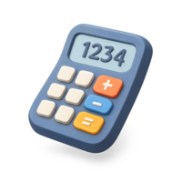Calculator with numeric display and basic function keys png