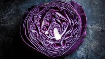 Sliced Red Cabbage Creates Stunning Natural Mandala With Open Center photo