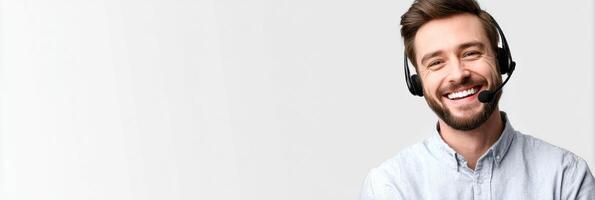 Customer Support Agent Wearing Headset Provides Assistance and Guidance in a Friendly Environment photo