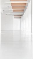 Modern Minimalist Architecture Bright White Hallway Interior Design with Clean Lines and Elegant Geometric Perspective, Spacious and Serene photo