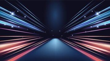 Abstract light with glowing blue and orange neon lines. Futuristic speed background. vector