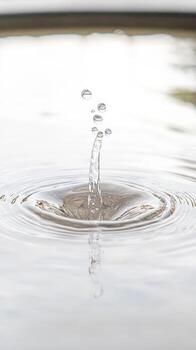 Mesmerizing Water Droplet Splash Capturing the Dynamic Beauty of Ripples and Liquid Motion on a Pristine Surface. Serene Abstract Art photo