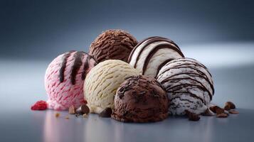 a variety of ice cream scoops are shown on a table photo