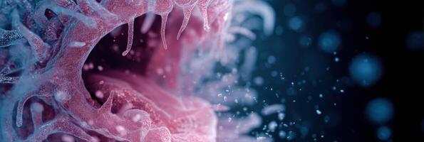 Microscopic View of Cold Germs Entering the Mouth in Vivid Detail With a Focus on Infection and Transmission photo