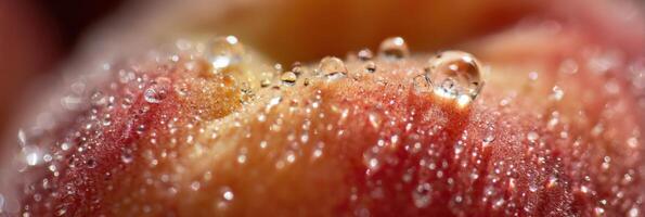 Close-up View of Peach Fuzz Adorned With Water Droplets Showcasing Natures Delicate Beauty and Texture Under Natural Light photo