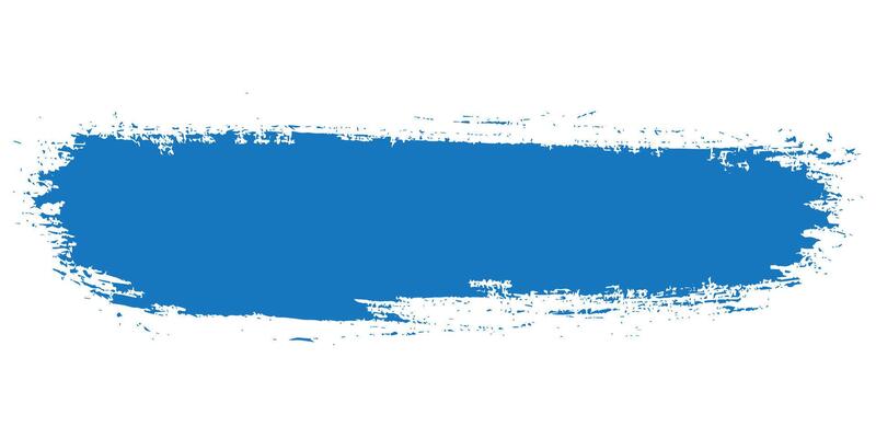 Blue Grunge Ink Brush Stroke. Creative abstract paintbrush line with rough edges. Stain for backdrops. Freehand doodle line ideal for highlight text