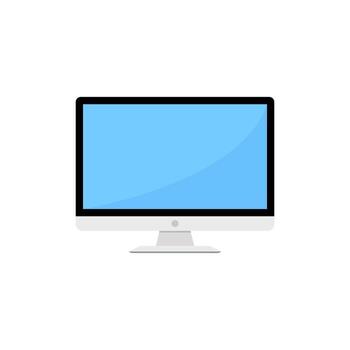 Flat desktop computer monitor icon. Modern screen illustration with blue display vector