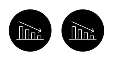 Decline bar chart with downward trend arrow outline icon. Decrease, loss, and financial drop symbol in black circle vector