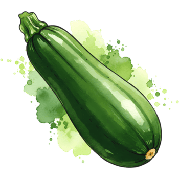 un' singolo zucchine con acquerello spruzzi su un' trasparente fondale nel un' digitale interpretazione stile su trasparente sfondo png