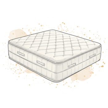 un' trapuntato materasso con maniglie e un' bianca colore schema è centrato nel il composizione spazio su trasparente sfondo png
