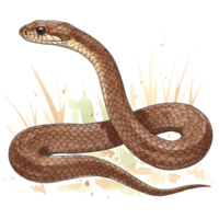A striking snake illustration with detailed scales and natural tones, perfect for educational or decorative use on a transparent background. png