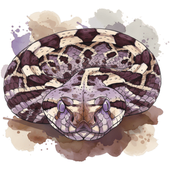 travolgente acquerello opera d'arte regali un' arrotolato serpente a sonagli con intricato modelli, in mostra natura con unico artistico espressione contro un' trasparente sfondo. png