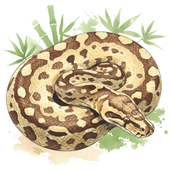 cativante bola Pitão ilustração arte apresentando uma lindo réptil enrolado com bambu acentos em uma transparente fundo. png