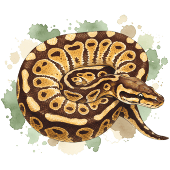 cativante ilustração do uma bola Pitão exibindo Está intrincado escala padronizar contra a artístico aguarela Espirrar fundo, transparente fundo png