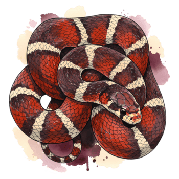 un' vivace opera d'arte vetrine un' arrotolato latte serpente con Impressionante rosso e bianca bande, la creazione di un' visivamente attraente rettile disegno, trasparente sfondo png